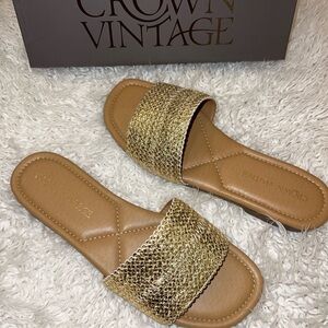 NWB Gold Slide Sandals